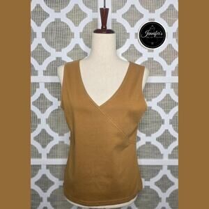 3/$25 Five Diamonds Deep Mustard V Neck Sleeveless Top Size Large